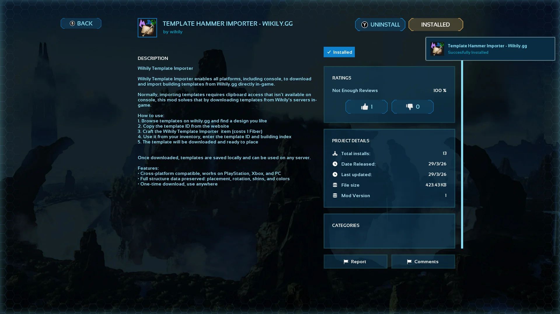 Installing the Template Hammer Importer mod