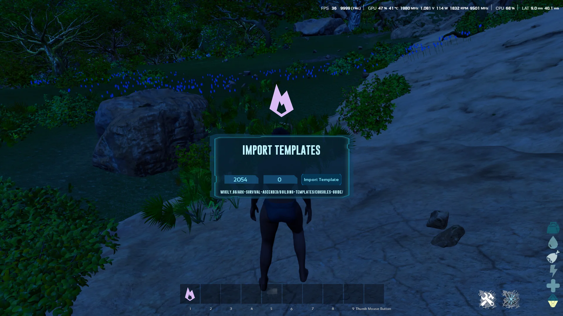 Pressing Import Template after entering the IDs